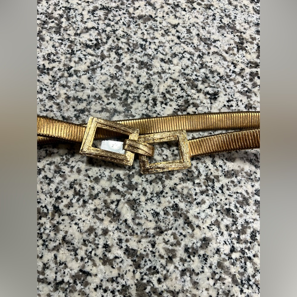 Elegant Gold Belt with Square Buckle